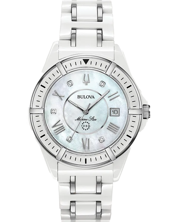 Bulova Sport White/Ceramic Women Watch Stainless Steel Water Resistant 98L172 Bulova Sport White/Ceramic Women Watch | Mercari main image 4