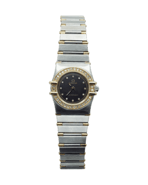 Omega Constellation ladies two-tone watch with diamond bezel