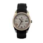 Rolex Day-Date 40 228239 18k White Gold White Roman Dial on Black Leather Strap Rolex Day-Date 40 white gold watch on black leather strap