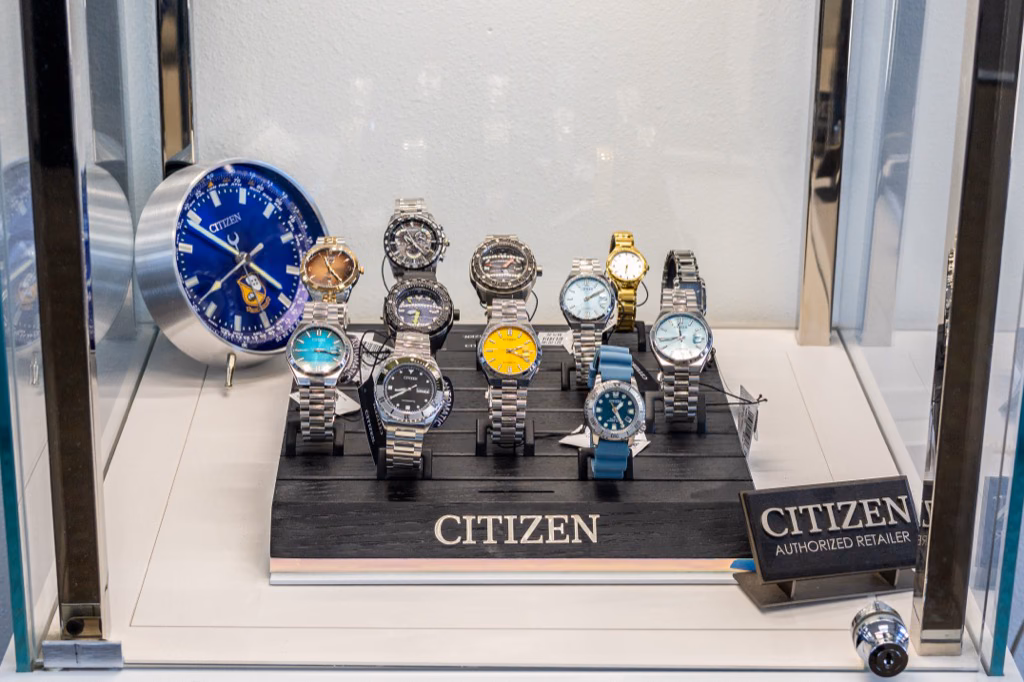 Citizen watches displayed in the Prestige Watches & Jewelry showroom