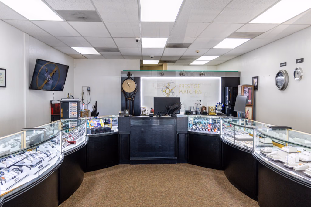 Prestige Watches & Jewelry showroom cases and watch displays