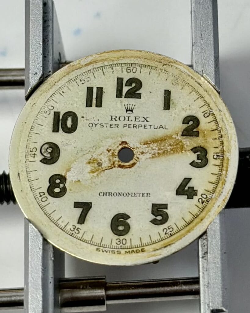 Rolex dial before careful restoration review.