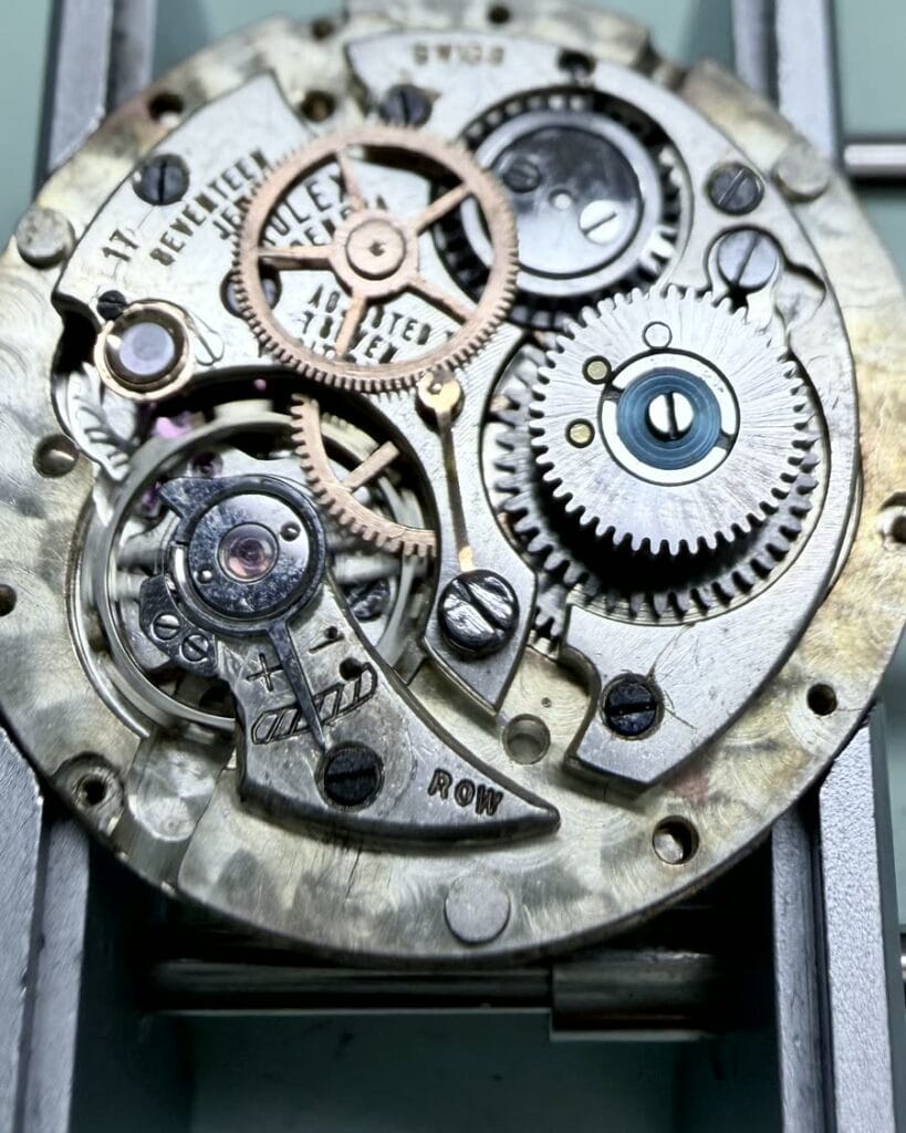 Cleaned Rolex movement after careful service work.